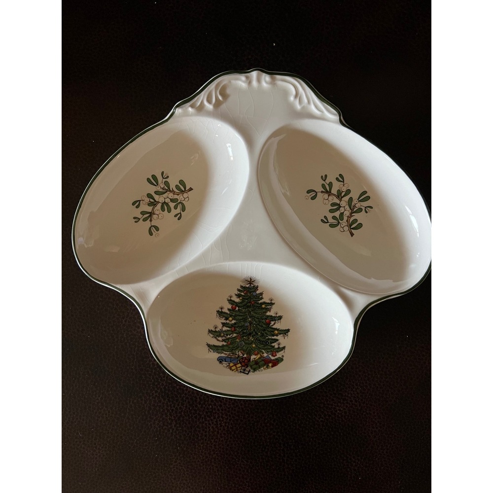 VTG Cuthbertson Original Christmas Tree Divided Serving Dish Made in England